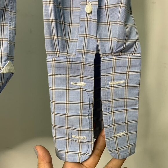 Borrelli Napoli Men's Blue Plaid Long Sleeve Button Down Shirt Size 15 1/2 - Picture 7 of 16